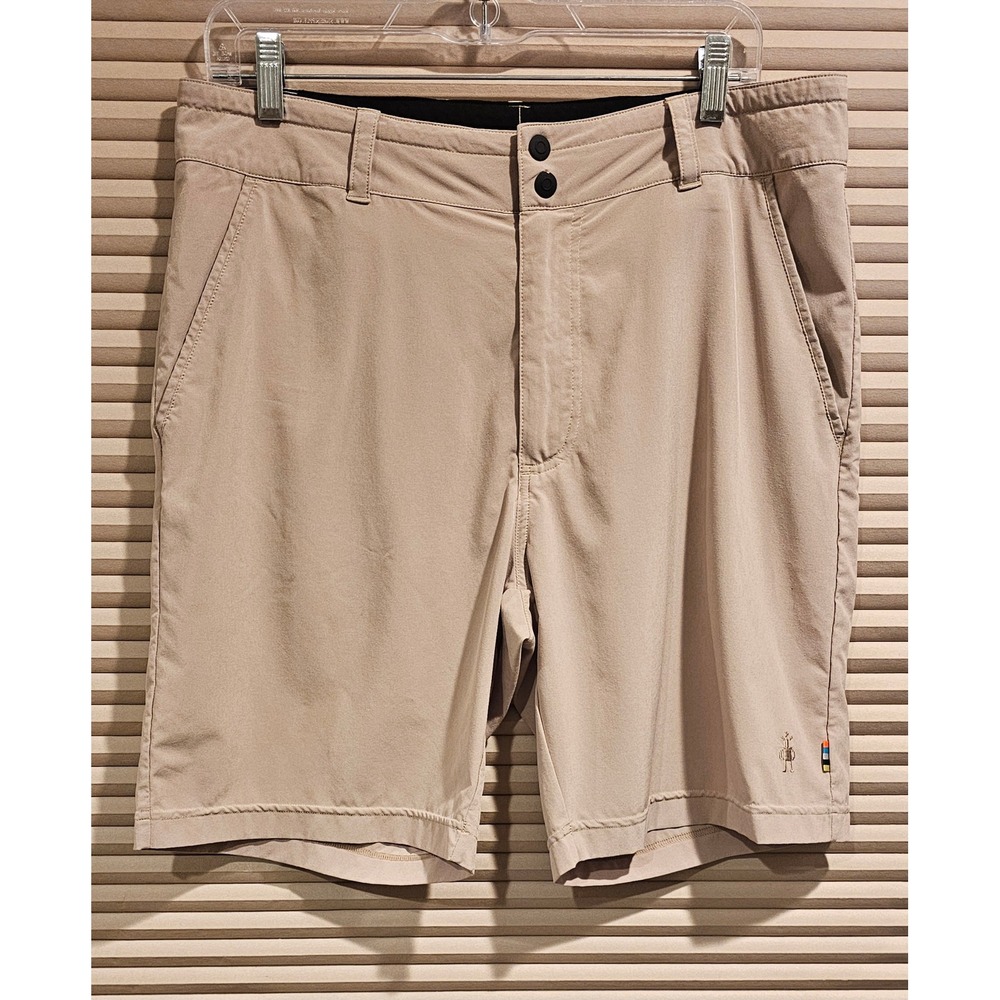 Smartwool Mens Merino Sport Shorts Tan Size Medium 8.5 Inseam Active Hiking